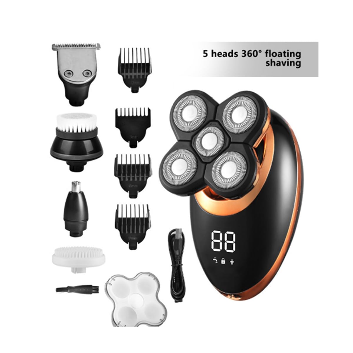 Rasoio elettrico a secco bagnato per gli uomini Trimmer per capelli barba ricaricabile macchina da barba con display LCD Kit per la cura