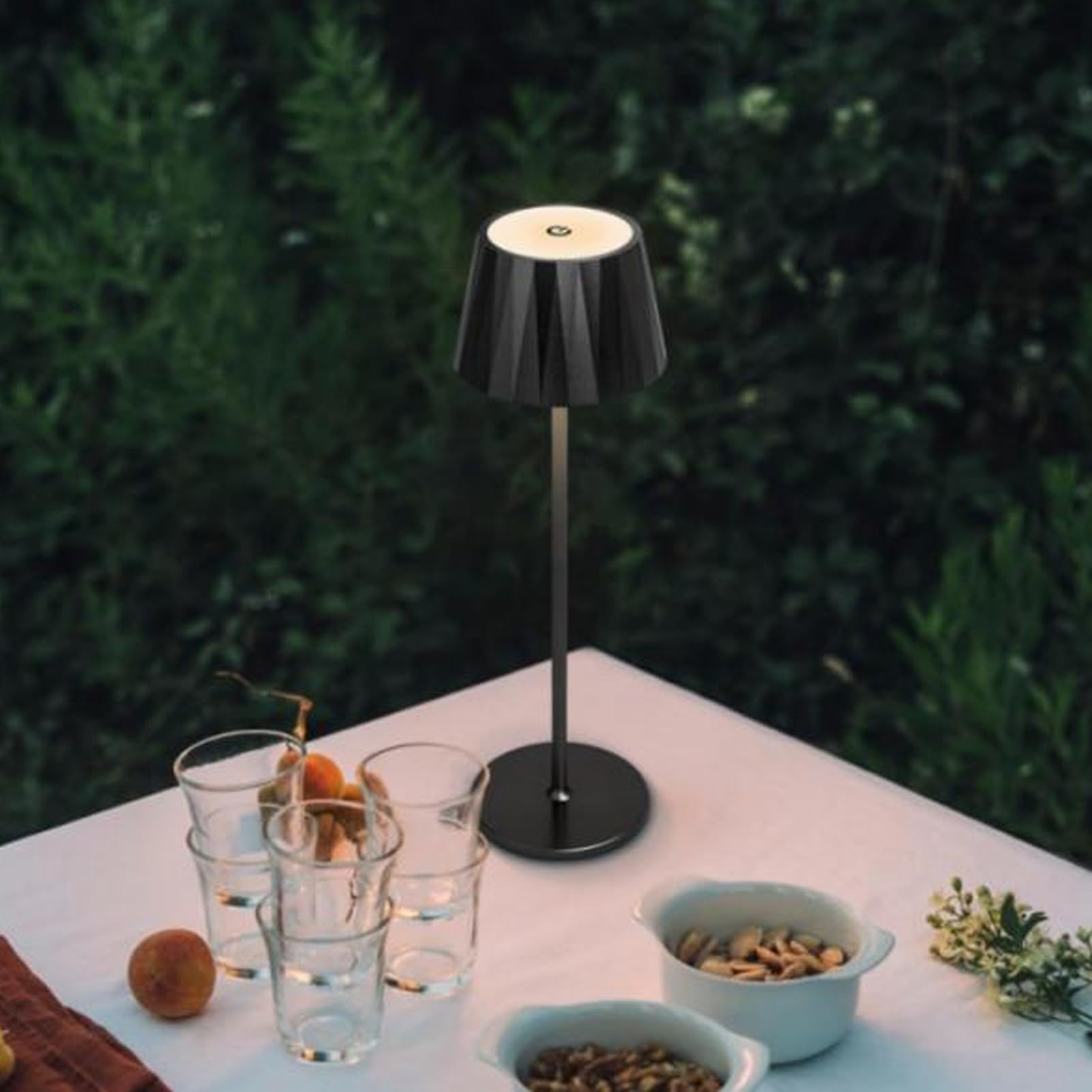 Lámpara de Mesa LED 3000K Luz Cálida 5200mah Recargable Continuo Regulable Inalámbrico Control Táctil Lámpara de Escritorio para Comedor Dormitorio Bar Negro Lámpara (Negra)