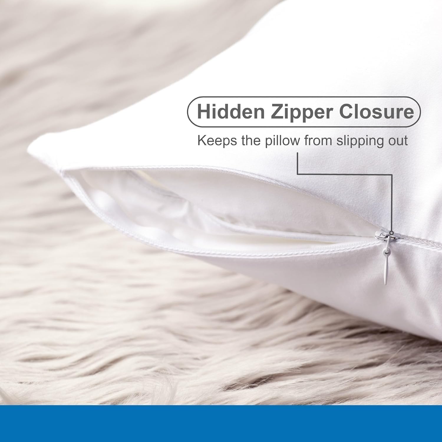 Pillow Cases - 100% Viscose Derived from Bamboo - Cooling Pillowcase - Queen Size, White, Set of 2 Zippered - for Hot Sleepers - Soft Pillow Covers - by Vegan Silk - Image 8