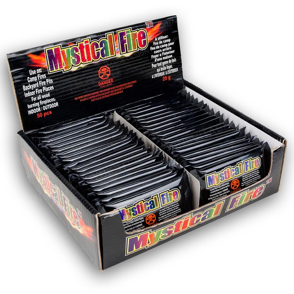Box of 50 x Mystical Fire Sachets - Special Effects Flame Colourant for Indoor and Outdoor Wood-Burning Fires