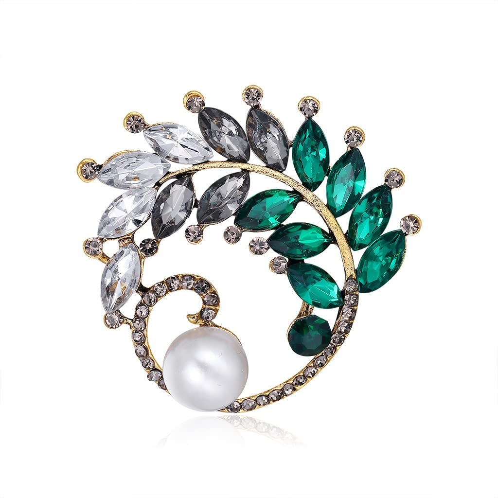 Broche en alliage perles et strass pour hommes et femmes au style rétro chic