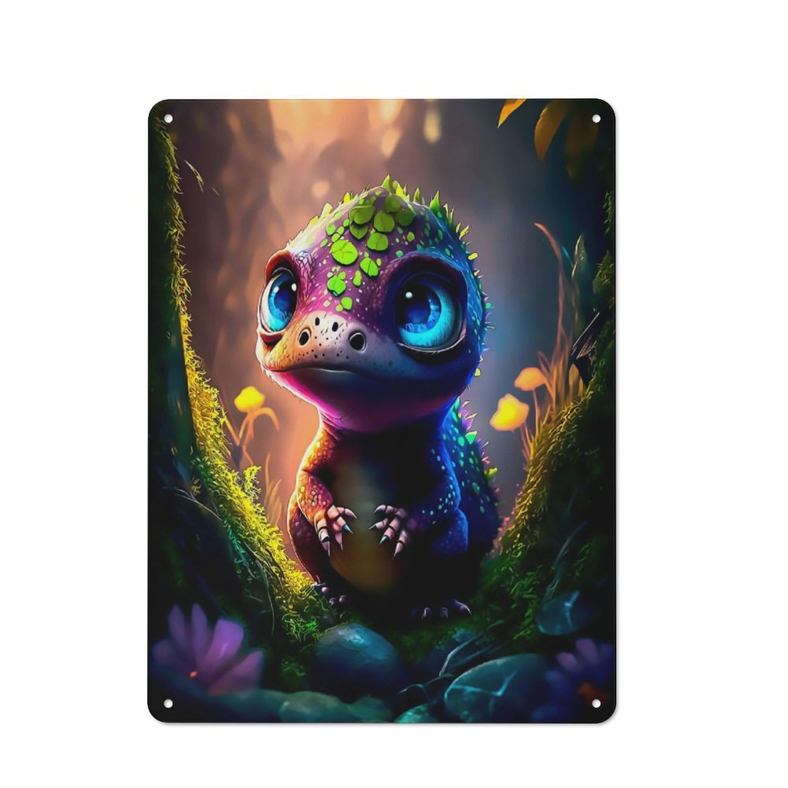 Junmoney Dinosaur Tin Wall Sign 40X30cm, Character Room Wall Plaque For Bedroom, Kitchen, Office Or Living Room