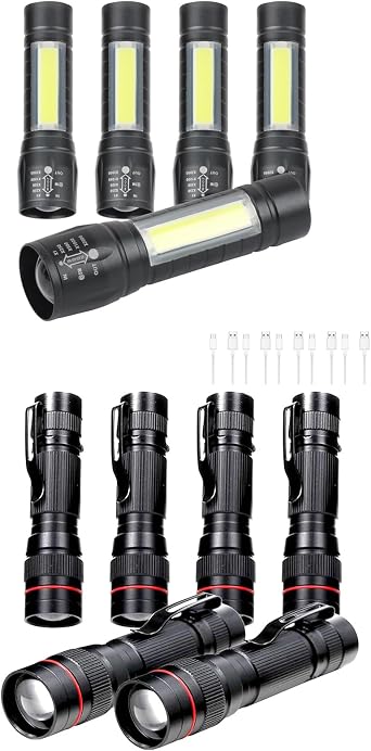 11 Pack Mini Small Pocket LED Flashlight USB-C Rechargeable High Lumens Bright Powerful EDC Flash Lights - Aluminum Handheld Flashlight Bulk for Kids, Portable Camping