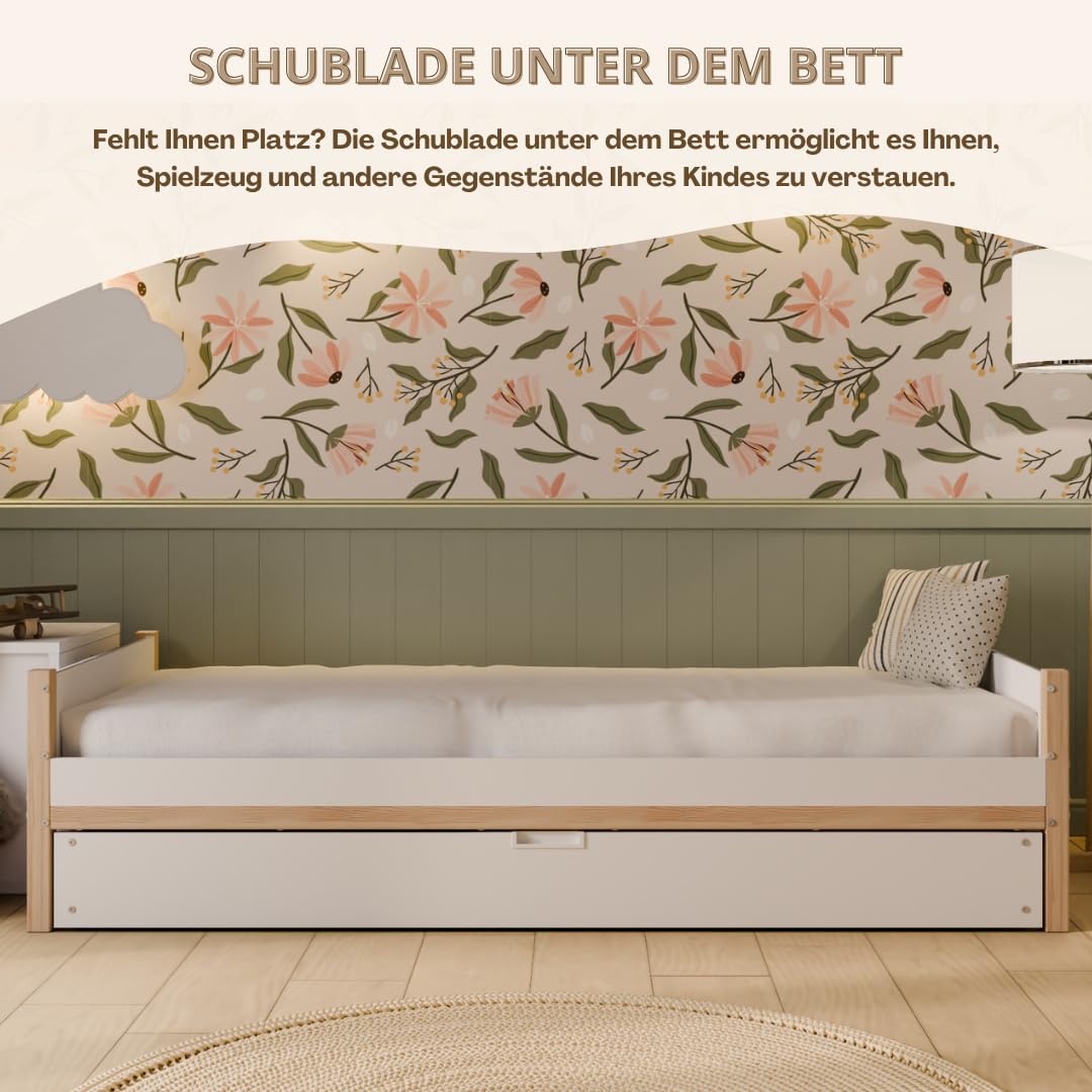 Kinderbett mit Schublade Crazy Axel 90x200 cm - LHDF - Weiß