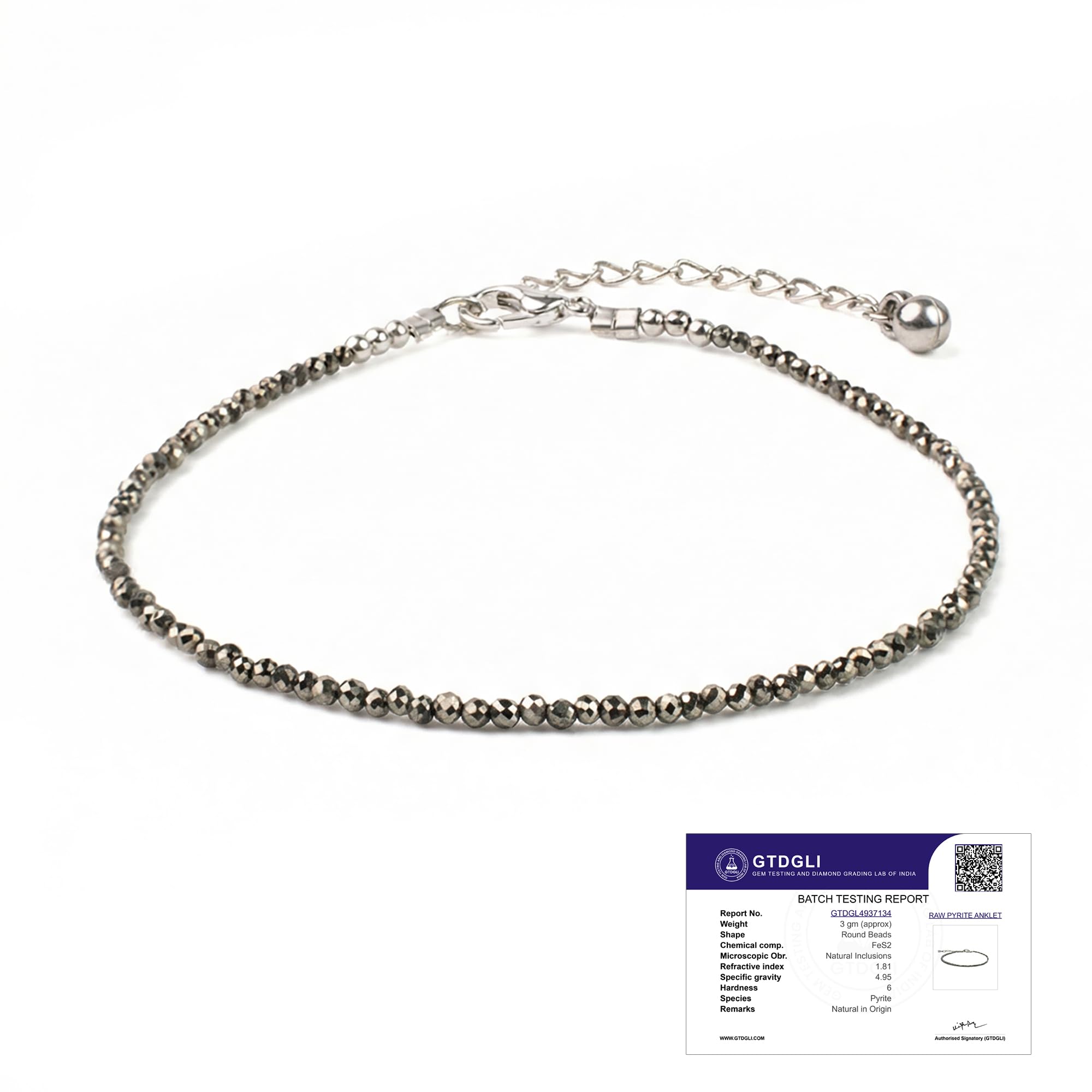 Raw Pyrite Anklet | Stone of Money, Protection & Power | Pyrite Anklet for Women | Best Gift Items | Spiritual Jewellery for Women