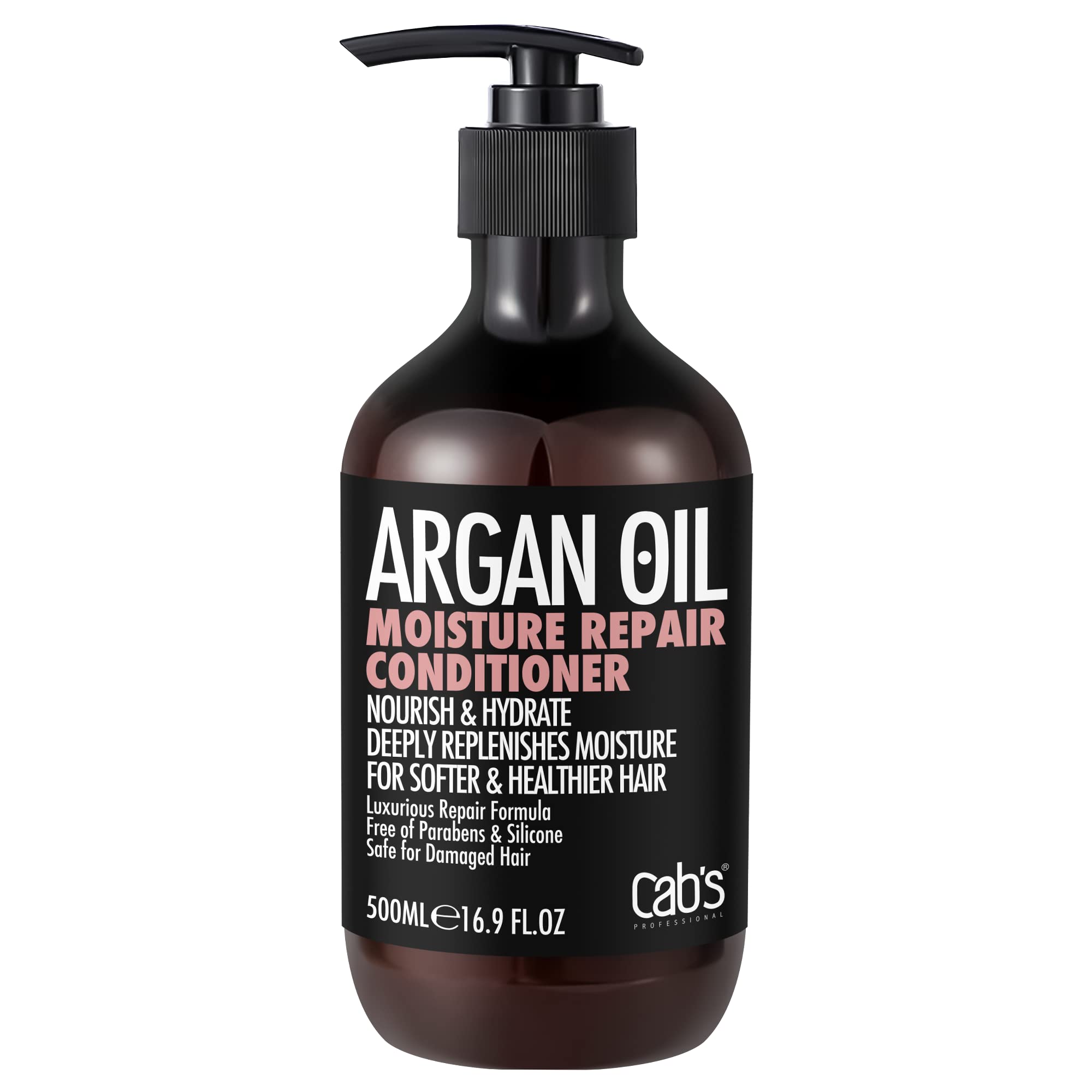 Cab's Argan Oil Moisturizing Conditioner (500ml/16.9 Fl Oz) Hydrating Color Protection Dry Damage Curly Frizzy Thinning Color Treated Hair Repair Organic Paraben Sulfate Free All Hair Types