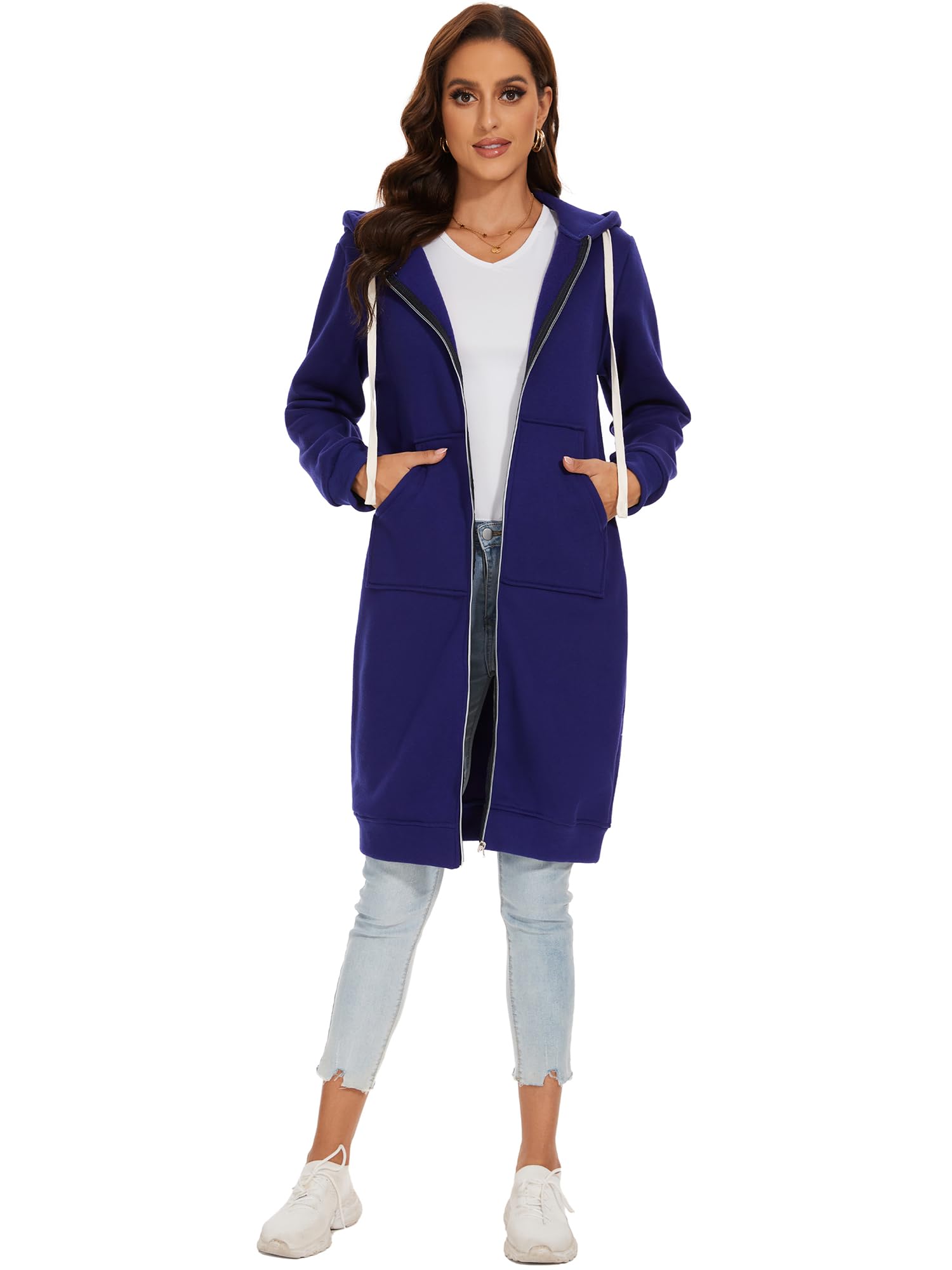 Damen Herbst Winter Outing Stil Frauen Warm Reißverschluss Öffnen Clubbing Dating Elegante Hoodies Sweatshirt Langen Mantel Jacke Tops Outwear Hoodie Outwear Kapuzenpullover