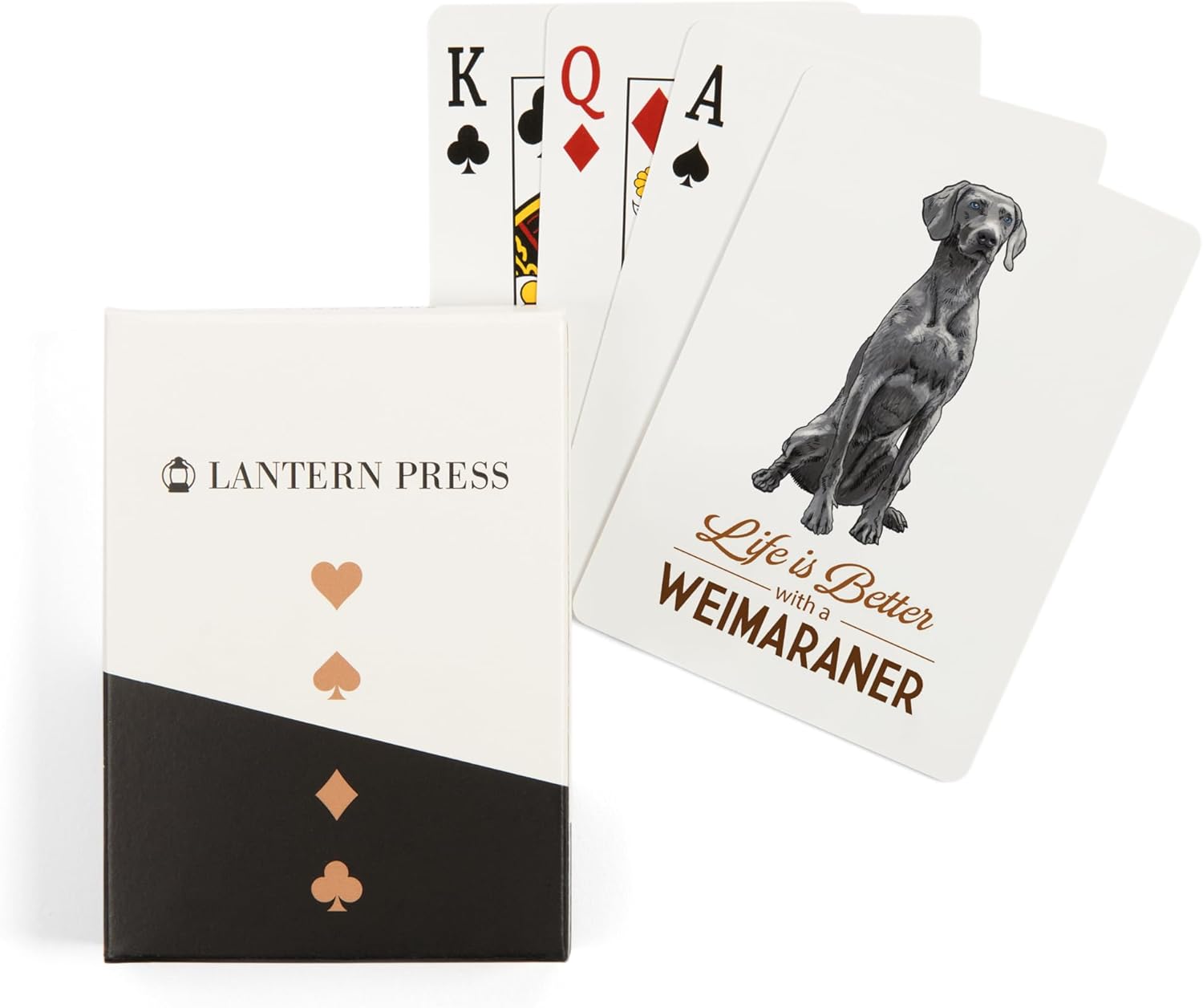 Lantern Press Weimaraner, Life is Better, 52 Playing Cards for Adults, Poker Size Card Deck