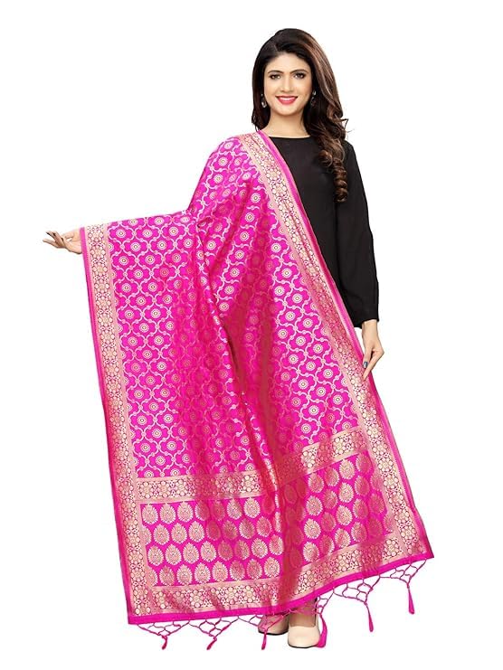 Women's Poly Silk Banarasi Jacquard Dupatta