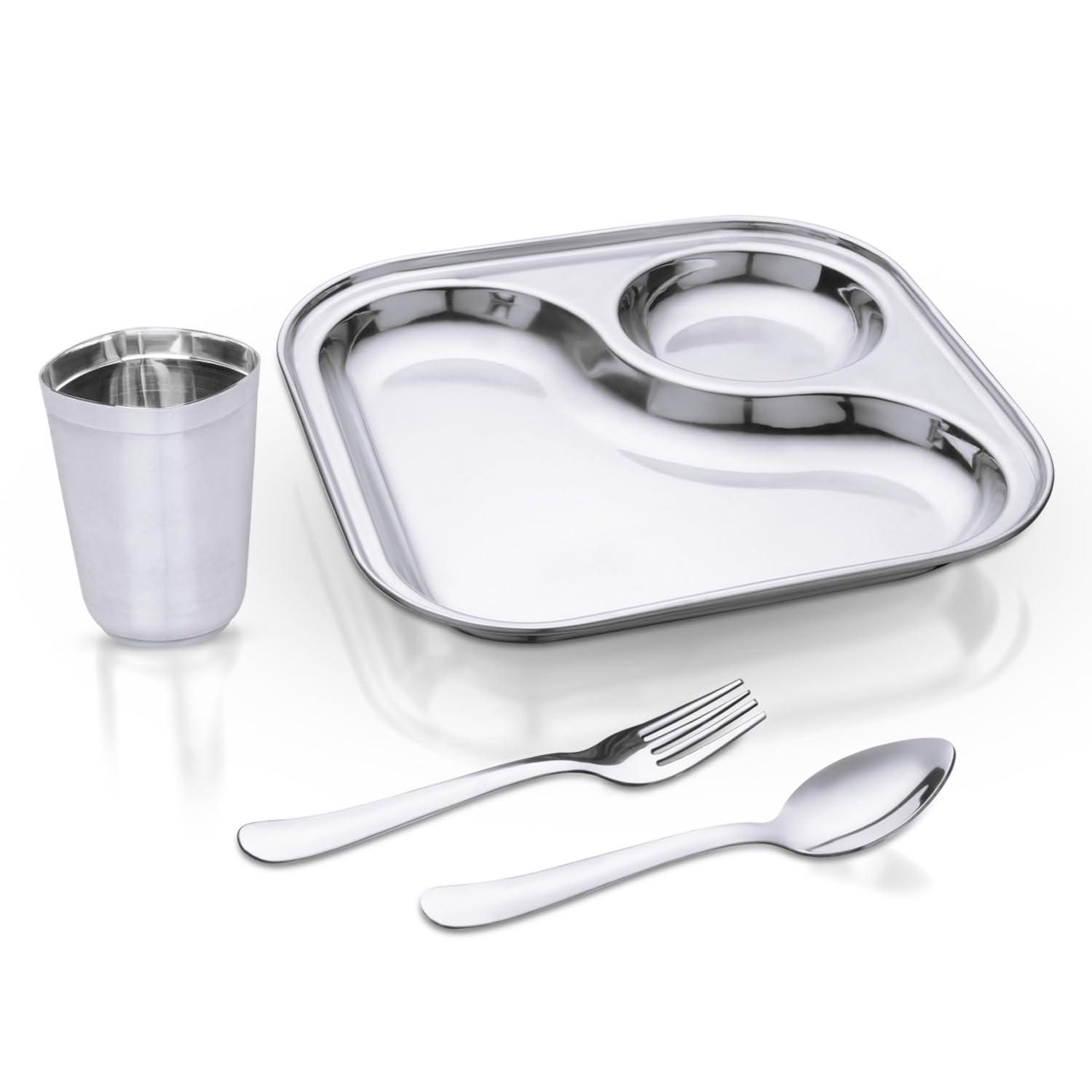 Anjali 4Pcs Mini Lunch Stainless Steel Kids Dinner Set - Includes