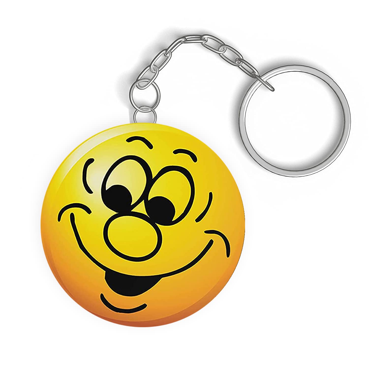 Car Key Chain Stylish - Designer Printed Keychain, Smiley 10 Round, MDF, One Side Print-image-17