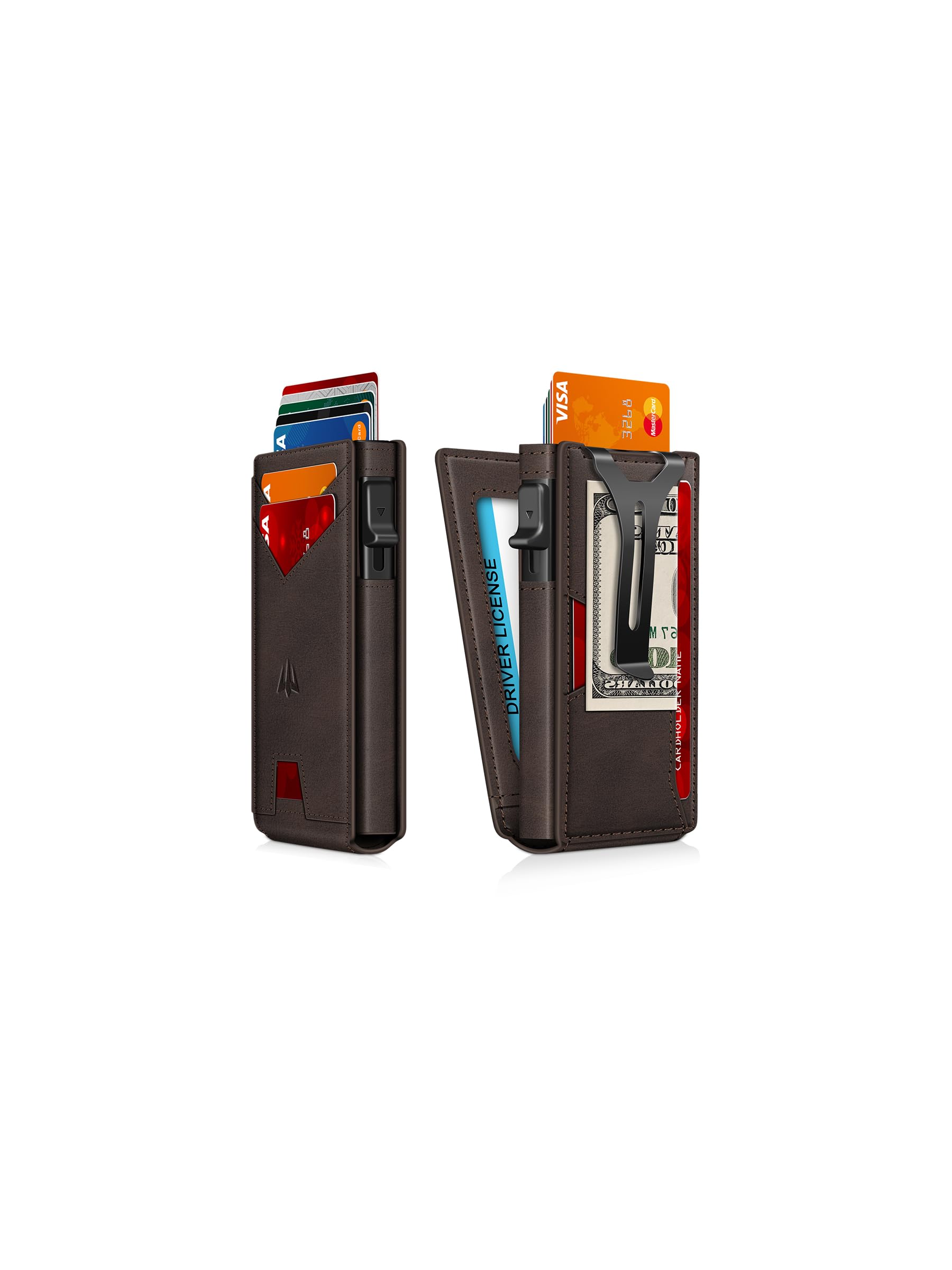 Ruiici Wallet for Men, Slim Minimalist Wallet with Money Clip＆ID Window, RFID Blocking Pop-Up Credit Card Holder, Smart Auminum Mens Wallet Holds 9-13