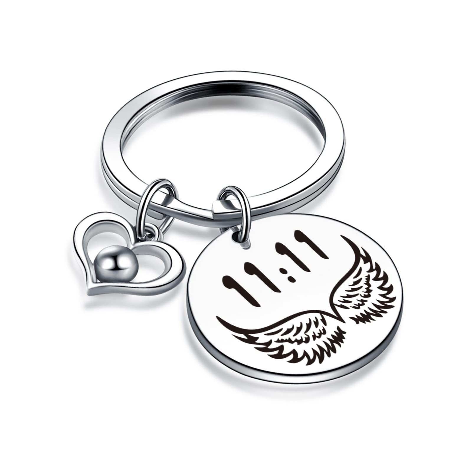 V.nisy Women's 11:11 Keychain 11:11 Couple Jewelry Wish Lover Keyring Keychain Cousin Keychain 11:11 Jewelry Wing Wishing Keyring 11:11 Couple Gift Daughter Keychain Mom Gift 11:11 Gift