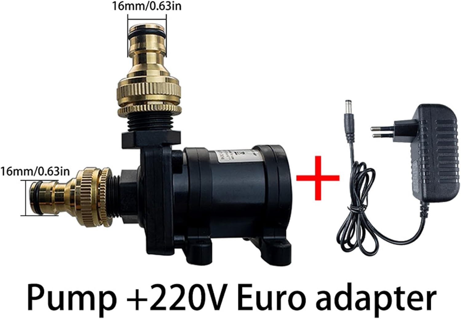 DC12V 24V Silent Brushless Motor IP68 Submersible Water Heater Shower Booster Pump Can Be Equipped with EU Adapter Brass Joint(24V wiring,16mm and EU adapter)