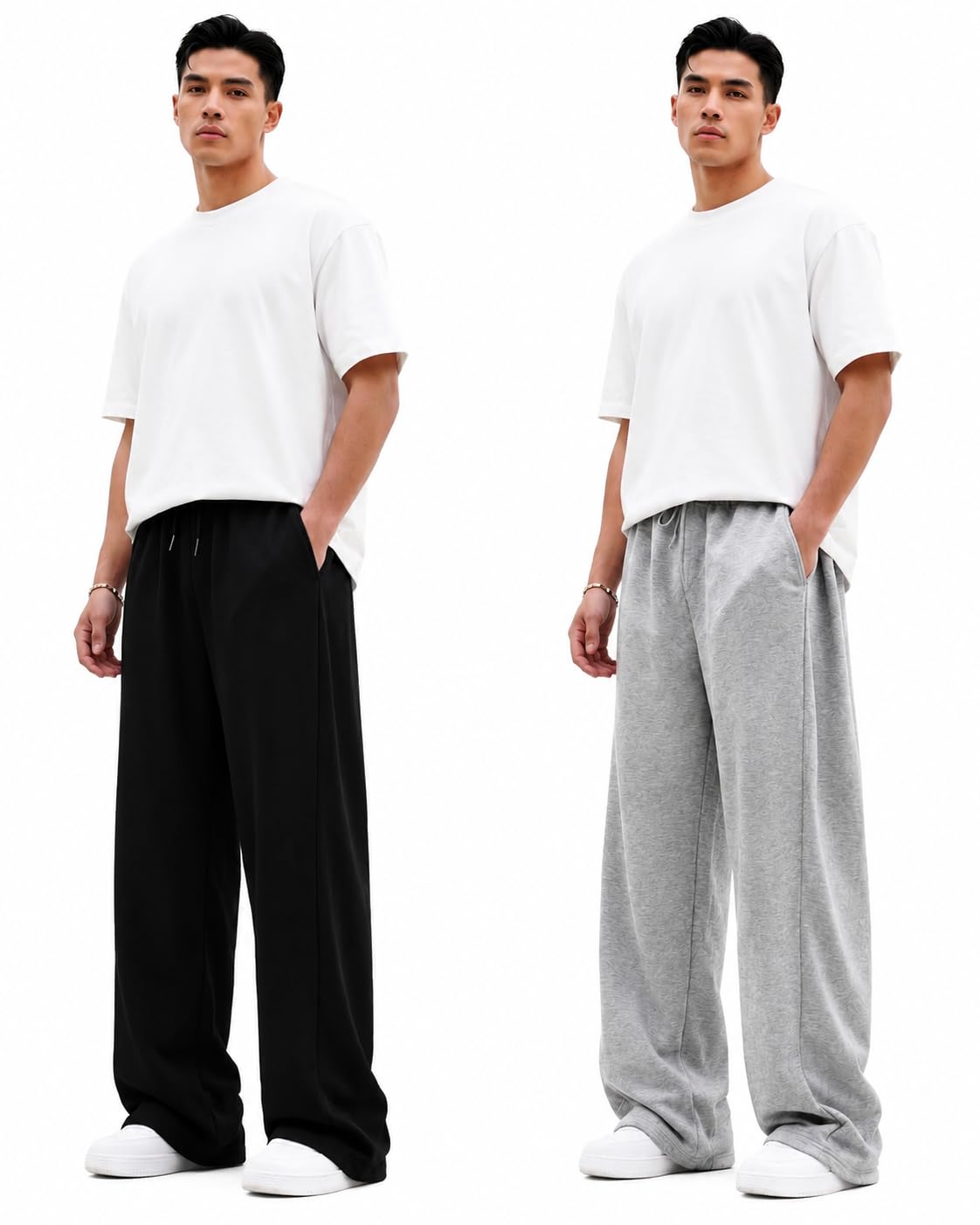 Men's Ultimate Comfort Wide-Leg Sweatpants Loose Fit Cotton Trackpant for Boys Pack of 2-image-5
