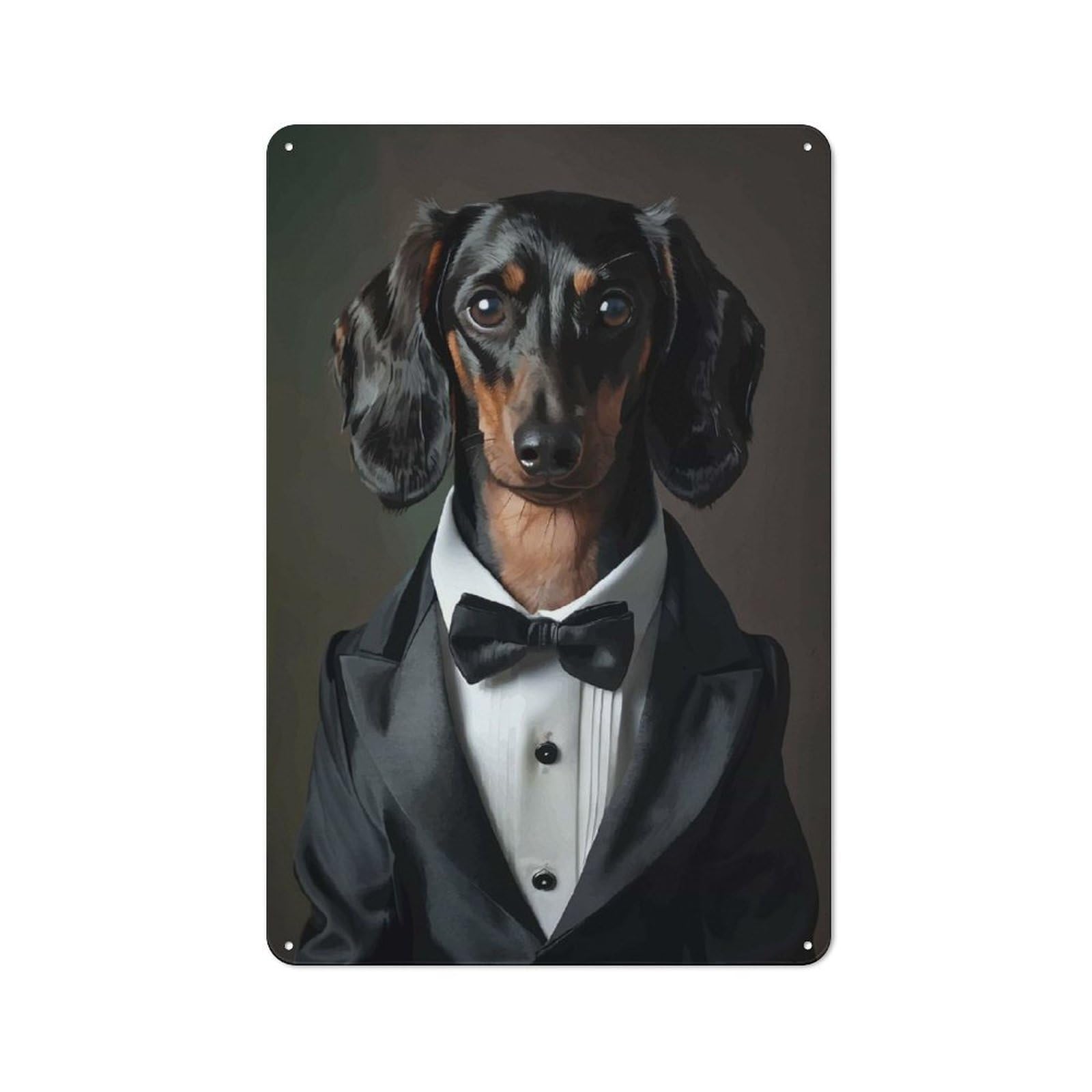 Junmoney Style-24 Dachshund In Tuxedo Retro Metal Wall Sign 30X20cm For Living Room Or Hallway, For Collectors Decorating Living Rooms And Hallways