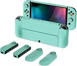 PlayVital AlterGrips Protective Slim Case for Nintendo Switch OLED, Ergonomic Grip Cover for Joycon, Dockable Hard Shell for Switch OLED w/Thumb Grip Caps & Button Caps - Black