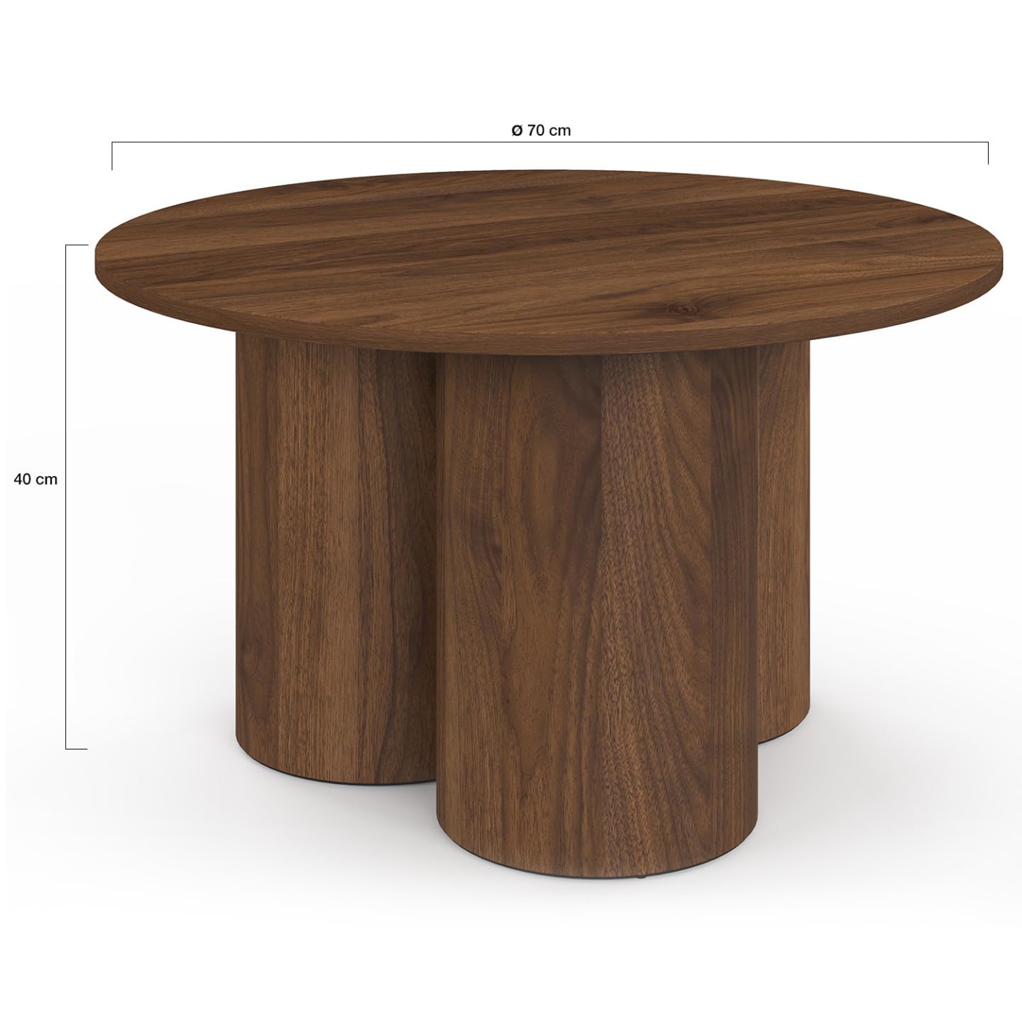 IDMarket Eloise – Mesa baja redonda 70 cm madera efecto nogal