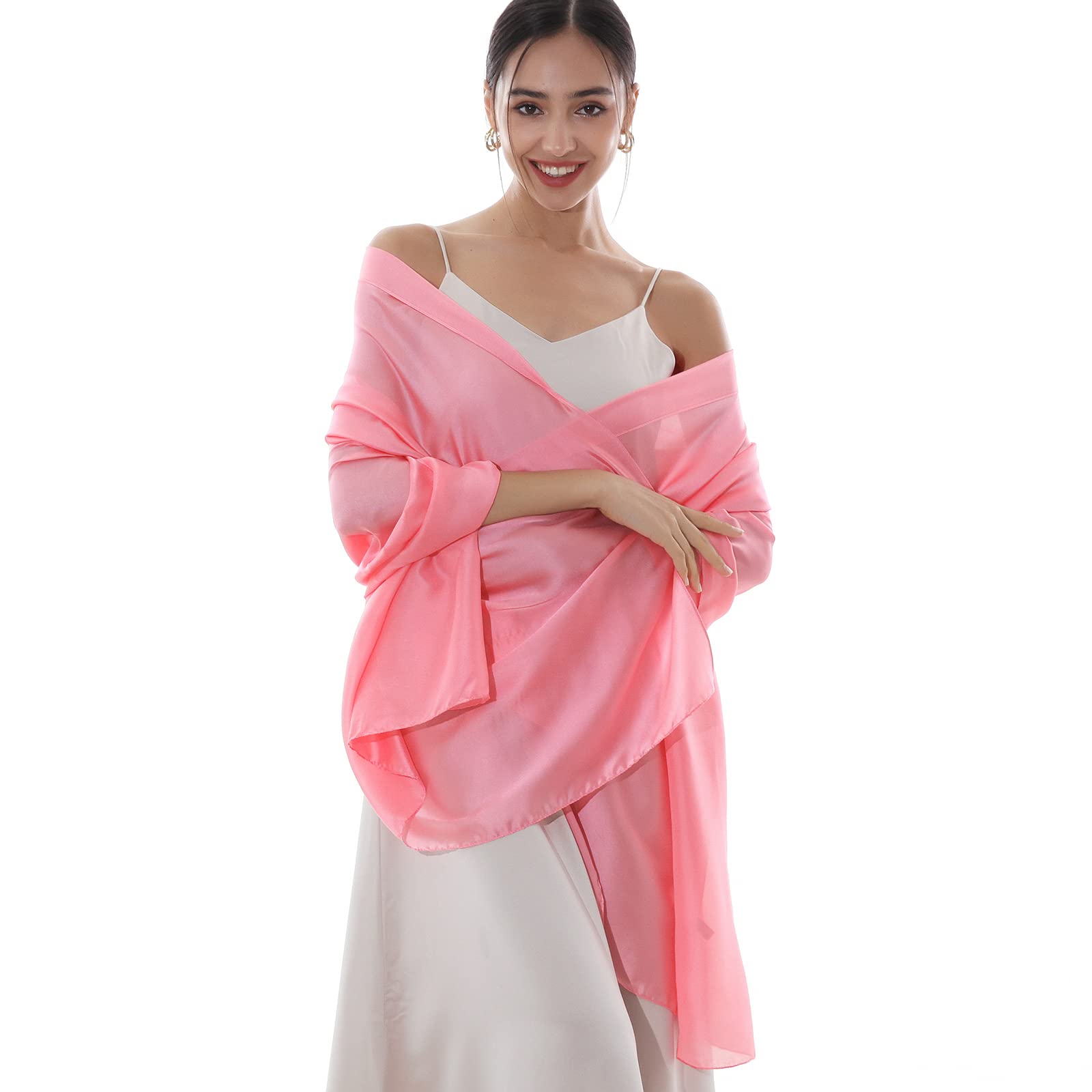 RIIQIICHY Foulard Sciarpa Seta Donna Pashmina Stola Scialle Cerimonia Abito da Sera Elegante Sposa