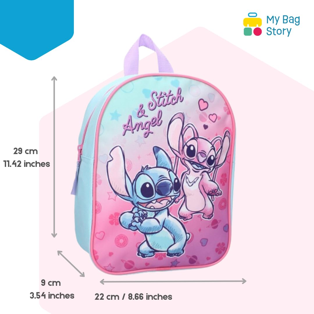 mybagstory - Plecak - Stitch - Niebieski - Dzieci - Szkoła - Przedszkole - Przedszkole - Żłobek - Tornister dziewczęcy - Rozmiar 29 cm - Regulowane ramiączka - Pomysł na prezent