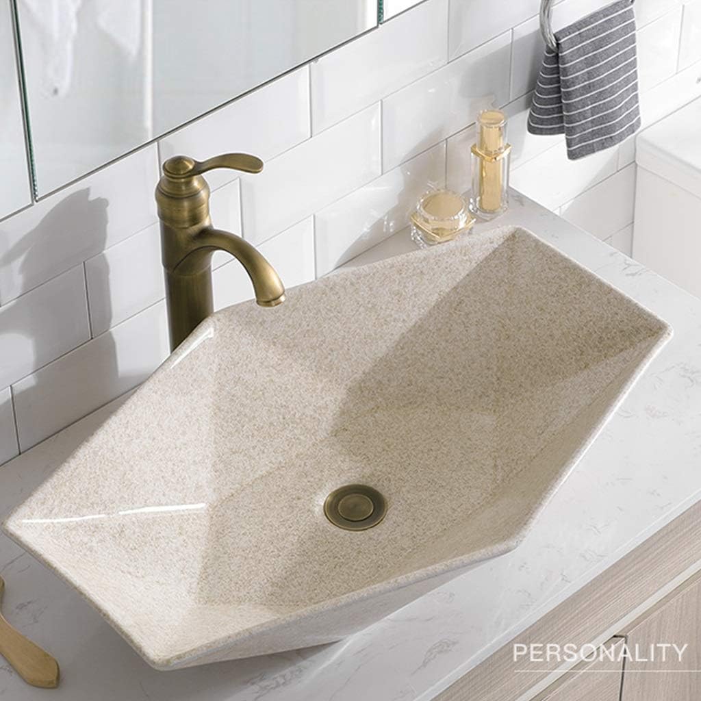 Pedestal Sinks PB9rrge Wash Basin Semi-Embedded Above Counter Basin Household Ceramic Vanity Square Clean Articles Gift