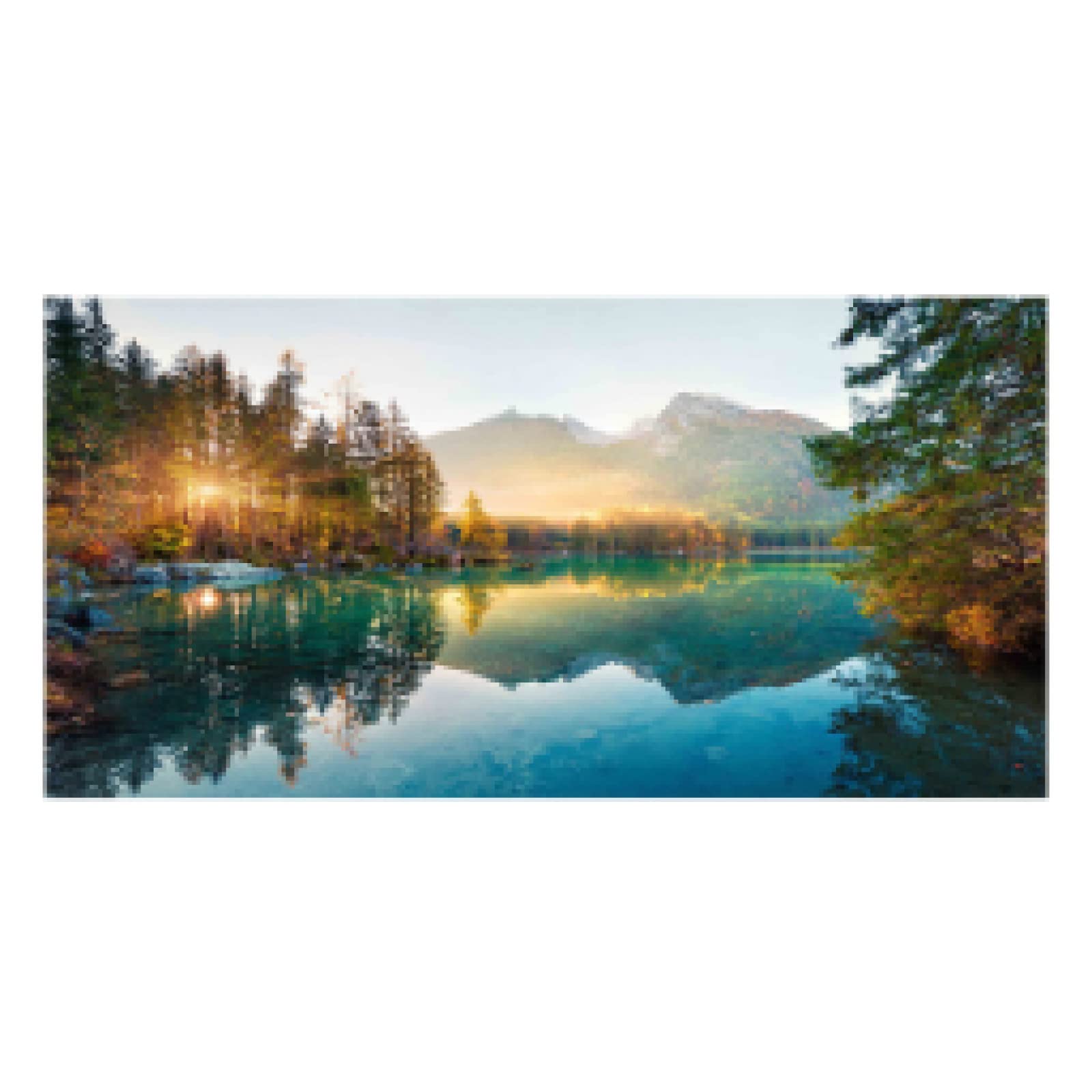 Guying Art No Frame Posters And Prints Nature Landscape Alps Mountain Canvas Painting Sunshine Forest Lake Pictures For Bedroom Home Decor 50X100cm(20X39in)