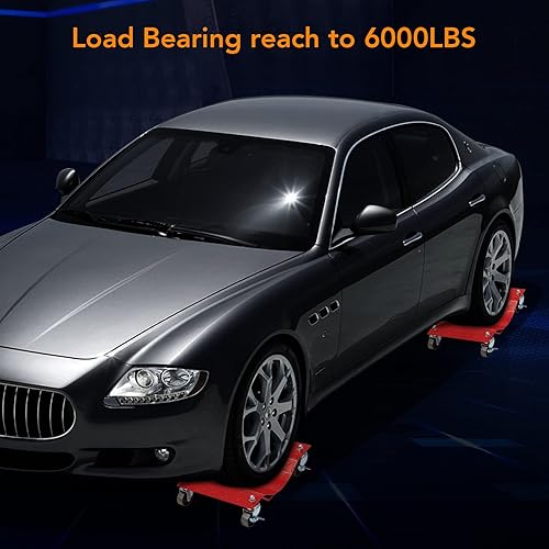 Miniatura 7 de Carretilla de coche, paquete de 4 patines de neumáticos de alta resistencia, patines de neumáticos de vehículo con 6000 libras, mover un coche