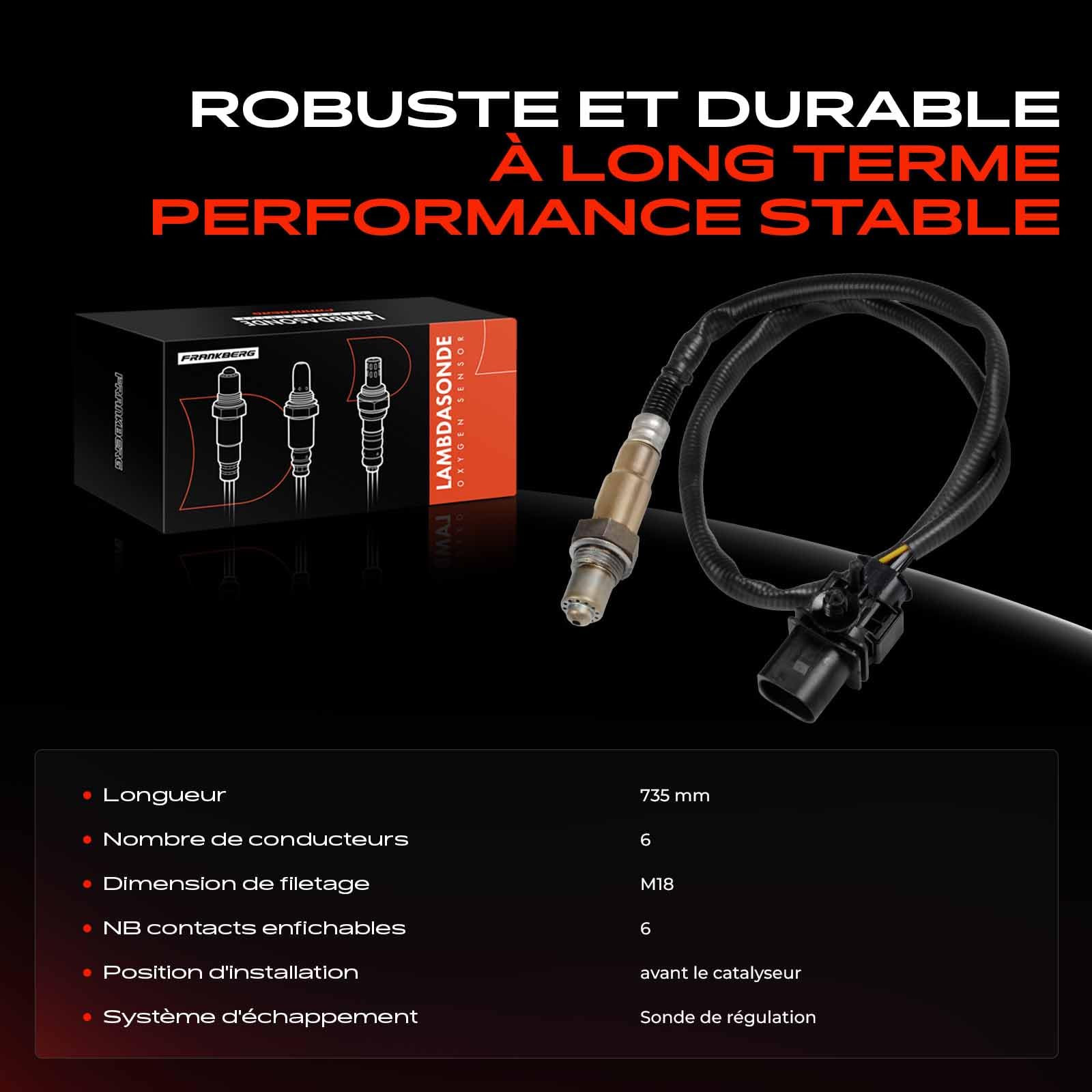 Frankberg sonde lambda, sonde de contrôle 55188205 | Compatible avec: Coléoptère 5C1 5C2, O.c.t.a.v.i.a II Combi 1Z5, Plateau/châssis C.r.a.f.t.e.r 30-50 2F, Scénic II JM0/1