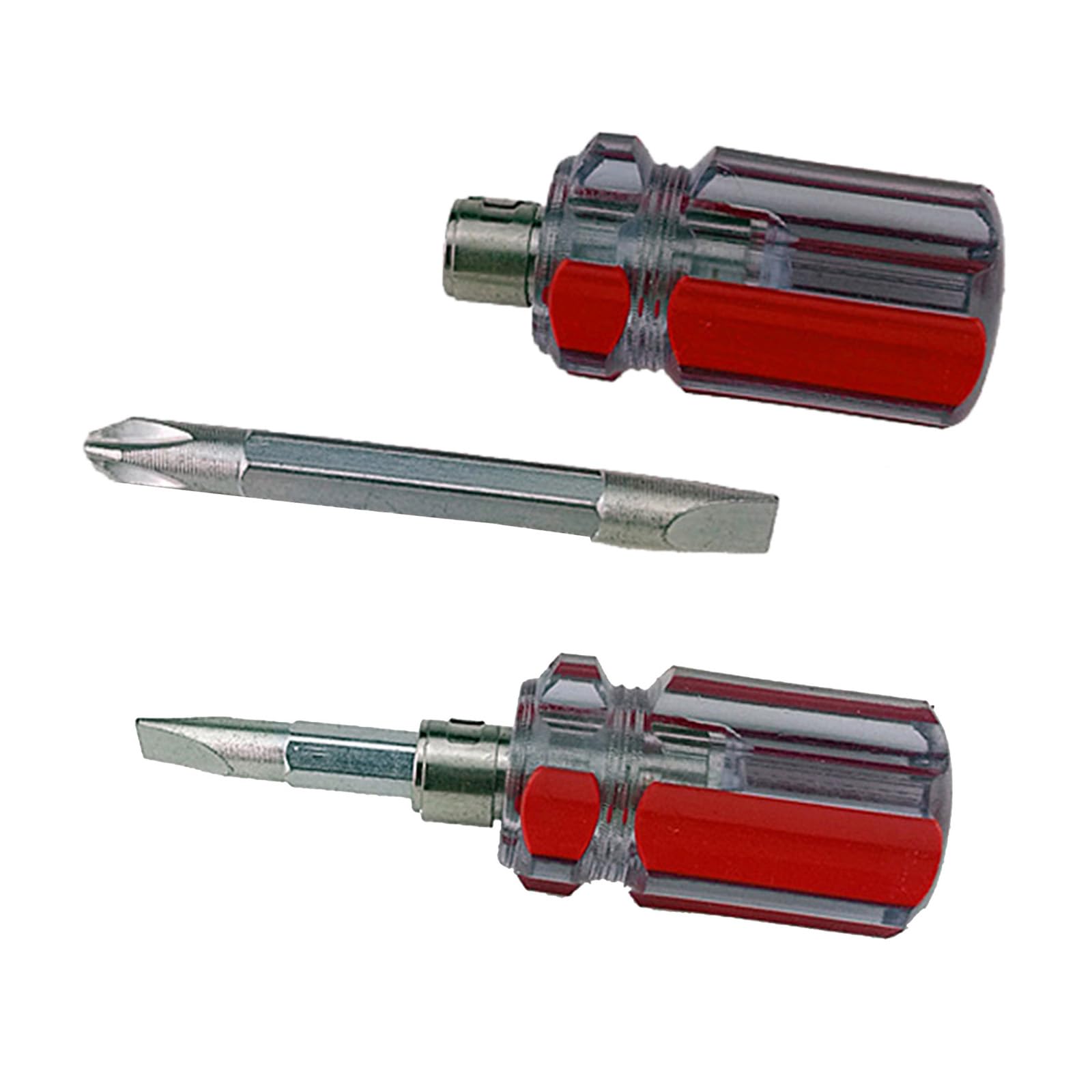 2Pieces Multipurpose Screwdrivers Compact Double Ended Flathead and Crosses Head Small Screwdriver Household