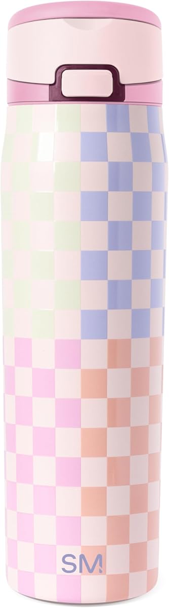 Simple Modern Water Bottle with Straw & Handle | 24oz | Checkered | Mesa Loop Insulated Water Bottle for School, Sports, Travel | Leak Proof, Stainless Steel | Hopscotch Checkmate