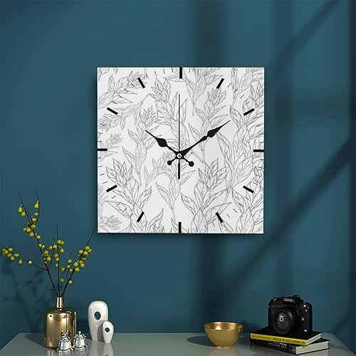 Miniatura 3 de Black White Branch with Flower Ink Analog Clock Wall Clocks Battery Operated Wall Clock Art Battery Clocks Garage for Kitchen Bathroom Bedroom