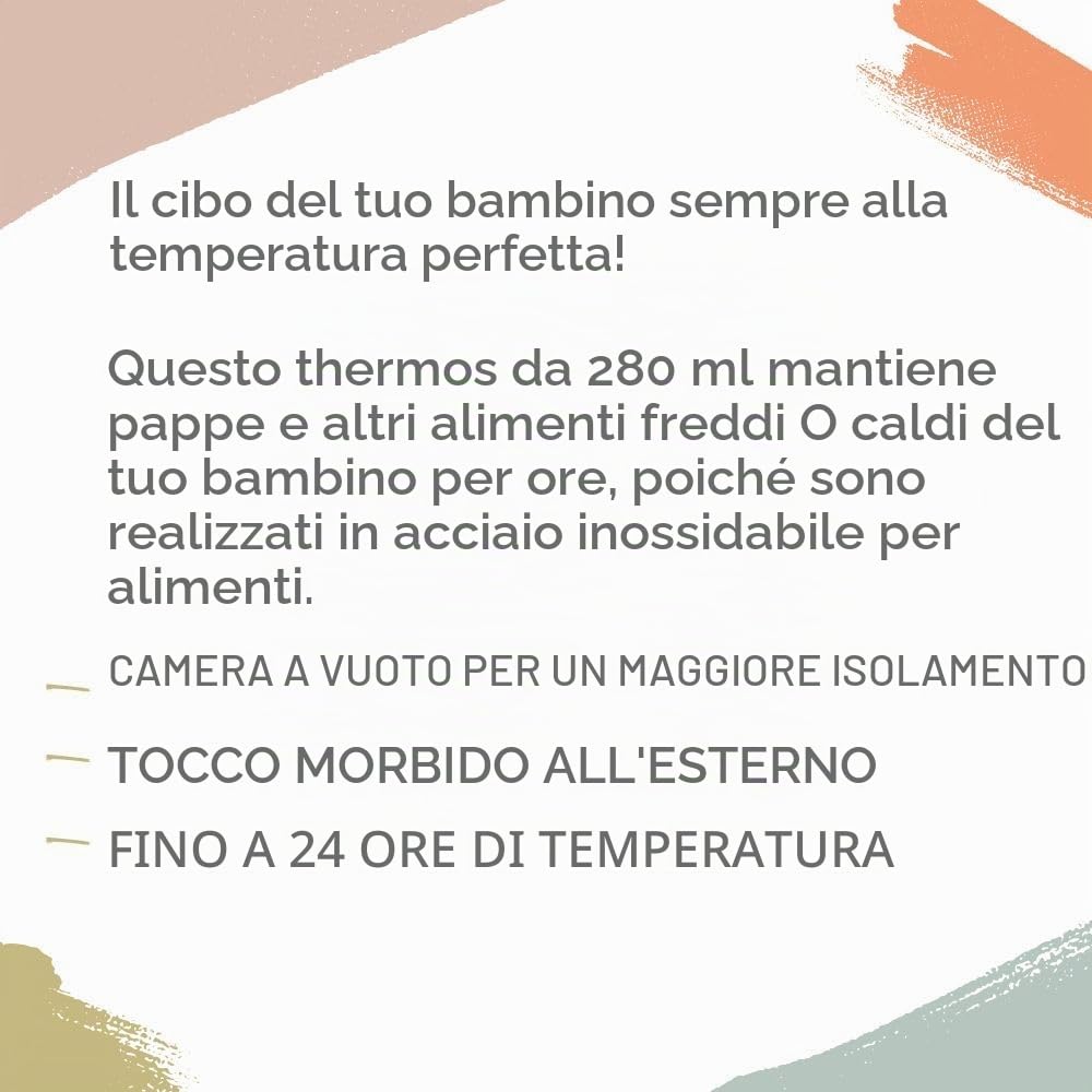 Miniland Food Thermy Mini Mint. Thermos papillero da 280ml, con doppio strato di acciaio che mantiene la temperatura del cibo per ore.