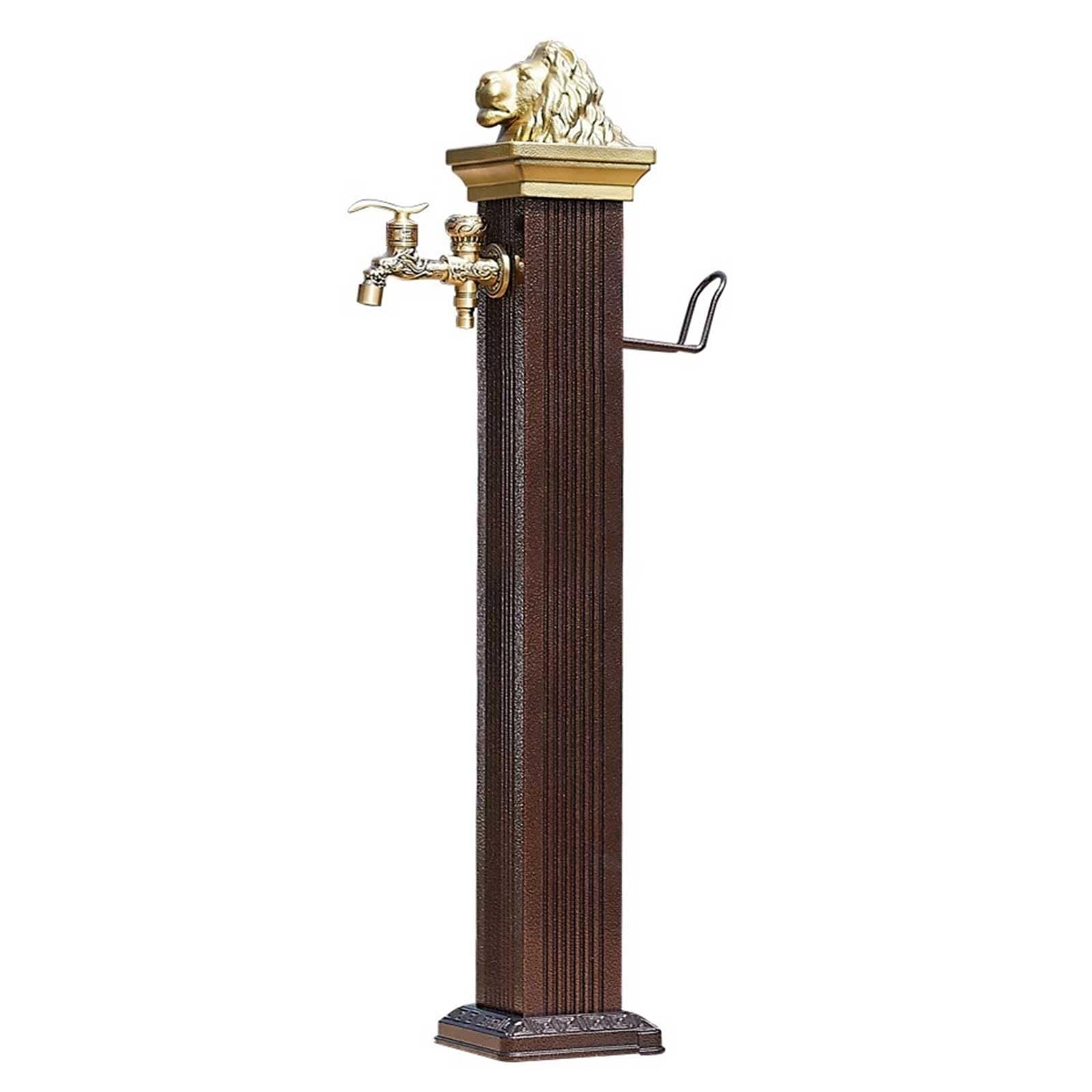 WOTZOV Faucet Water Column,Outdoor Garden Water Column With Faucet, 72Cm Aluminum Alloy Antifreeze Stand, Perfect For Farm, Ranch & Backyard Use - Black Finish，Red 112cm/44in