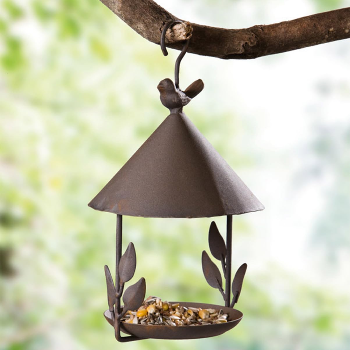 YARNOW Mangiatoia Per Uccelli in Ferro Battuto Decorazione Da Giardino Per Esterni Decorazione Da Appendere Per Il Cortile Attira Gli Uccelli Selvatici