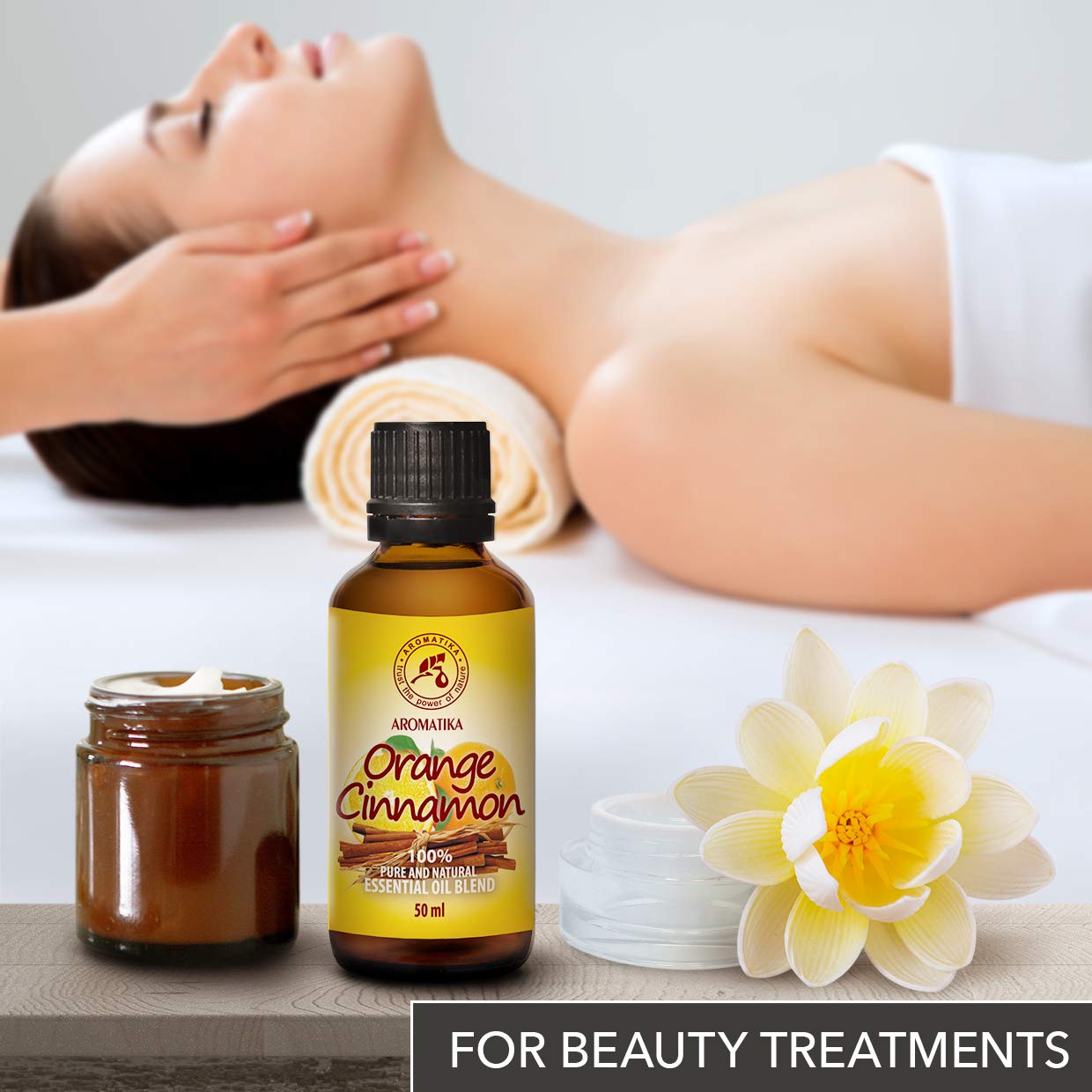Mezcla de Aceite Esencial Canela y Naranja para Aromaterapia - Difusor - Lámpara Aromática - 50ml - Cinnamomum Zeylanicum - Citrus Sinensis