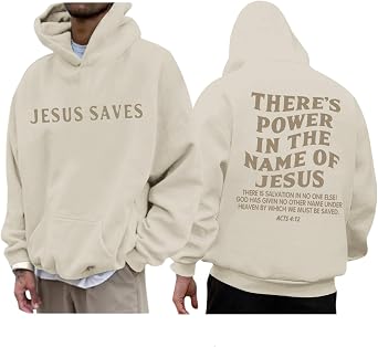Christian Jesus Saves Hoodies for Men Inspirational Religious Faith Sweatshirts Vintage Bible Verse Graphic Pullovers