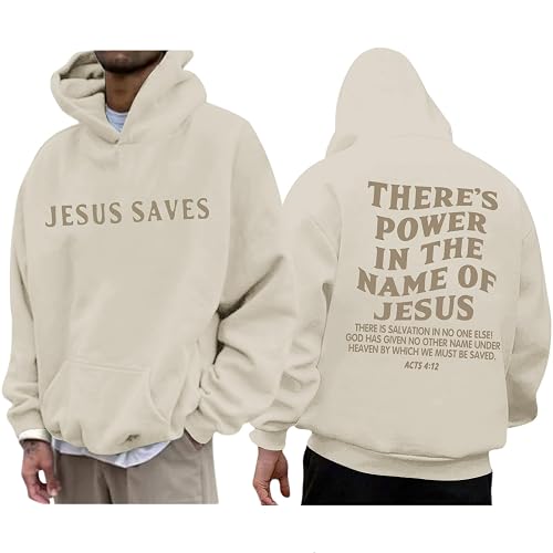 Christian Jesus Saves Hoodies for Men Inspirational Religious Faith Sweatshirts