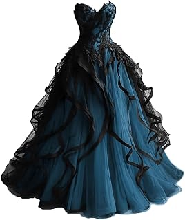 Gothic Wedding Dresses for Bride Layered Tulle Black Bridal Gowns Lace Applique Sweetheart Wedding Gowns - Buy now