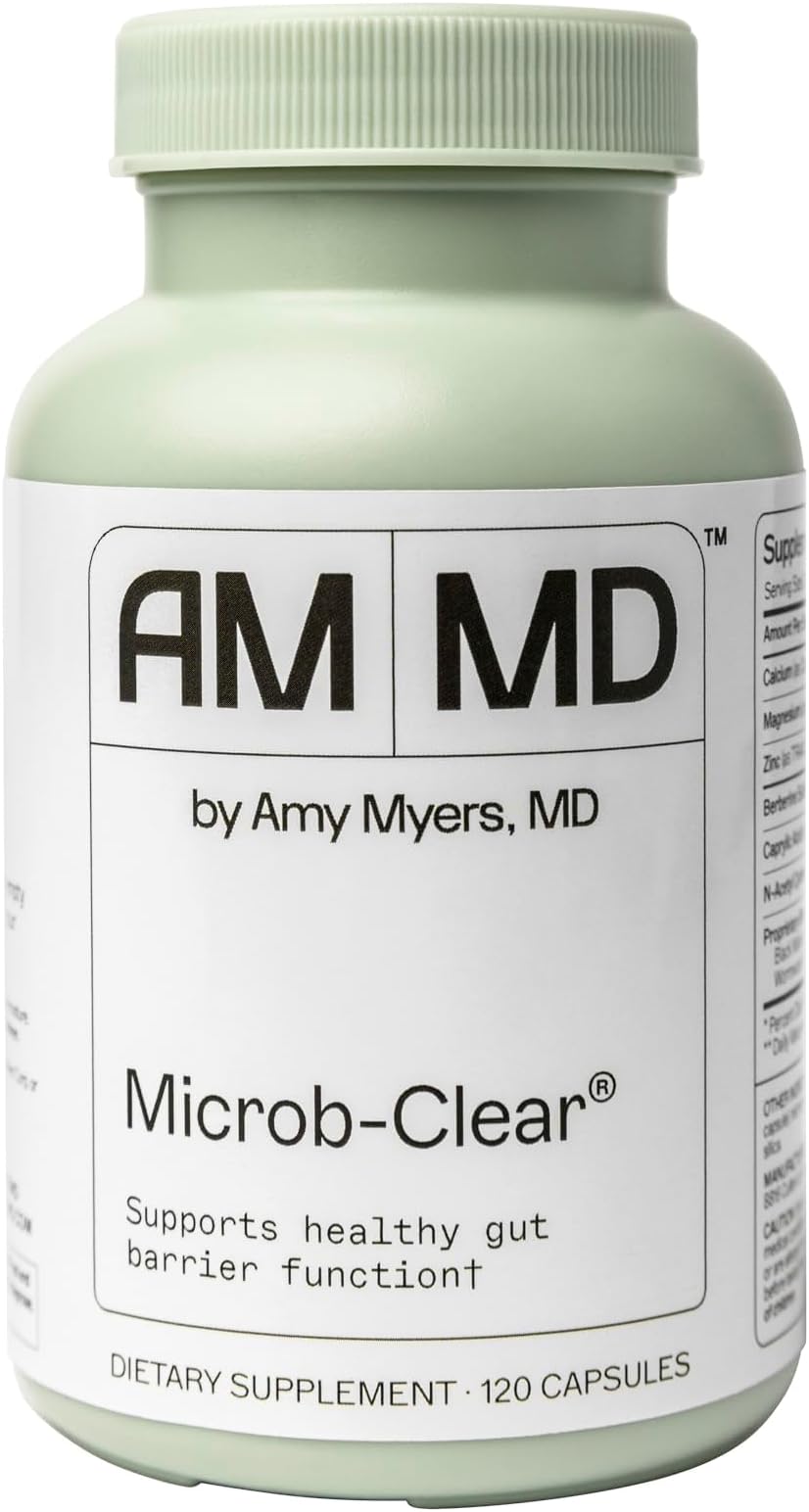 Amy Myers MD Microb-Clear - Microbiome Balance Support - Aids Gut Health, Daily Bowel Movements & Bloating - Supports Healthy Gut Flora - Gluten-Free, Dairy-Free & Non-Soy - 120 Capsules (60 Servings)