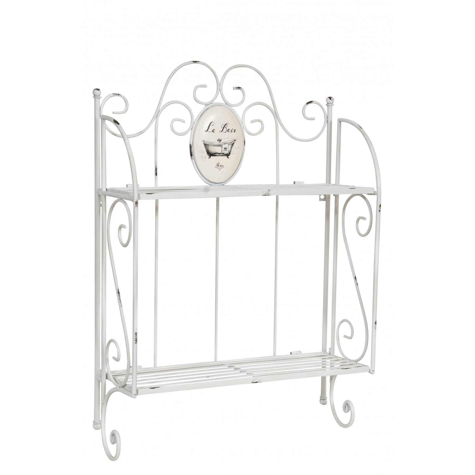 Mensola Bagno Con Porta Asciugamani - 55.5x19.5x43.5 Cm, Stile Shabby Chic - Foto 9