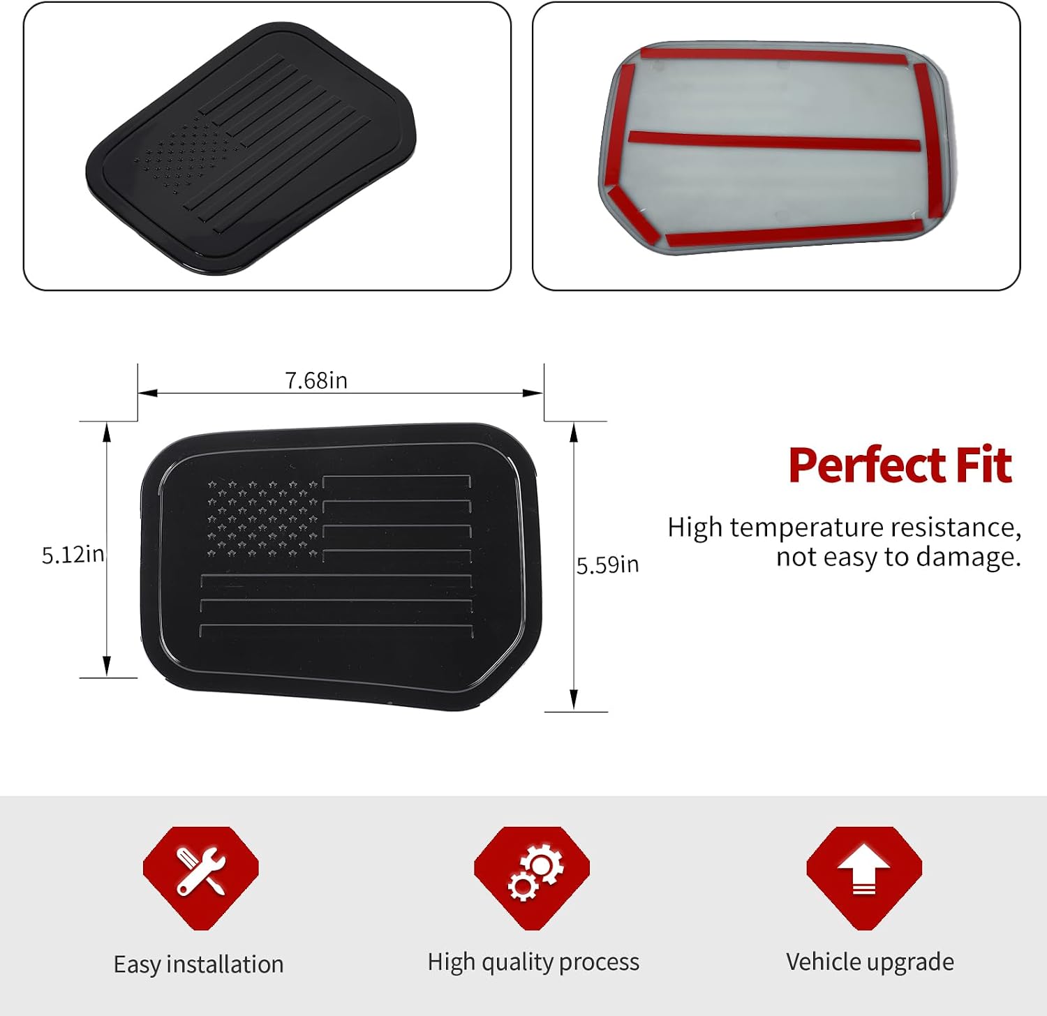 Jimen Compatible with Ford Bronco Sport 2021-2024, American Flag Fuel Filler Cap Gas Door Cover Trim (Black)