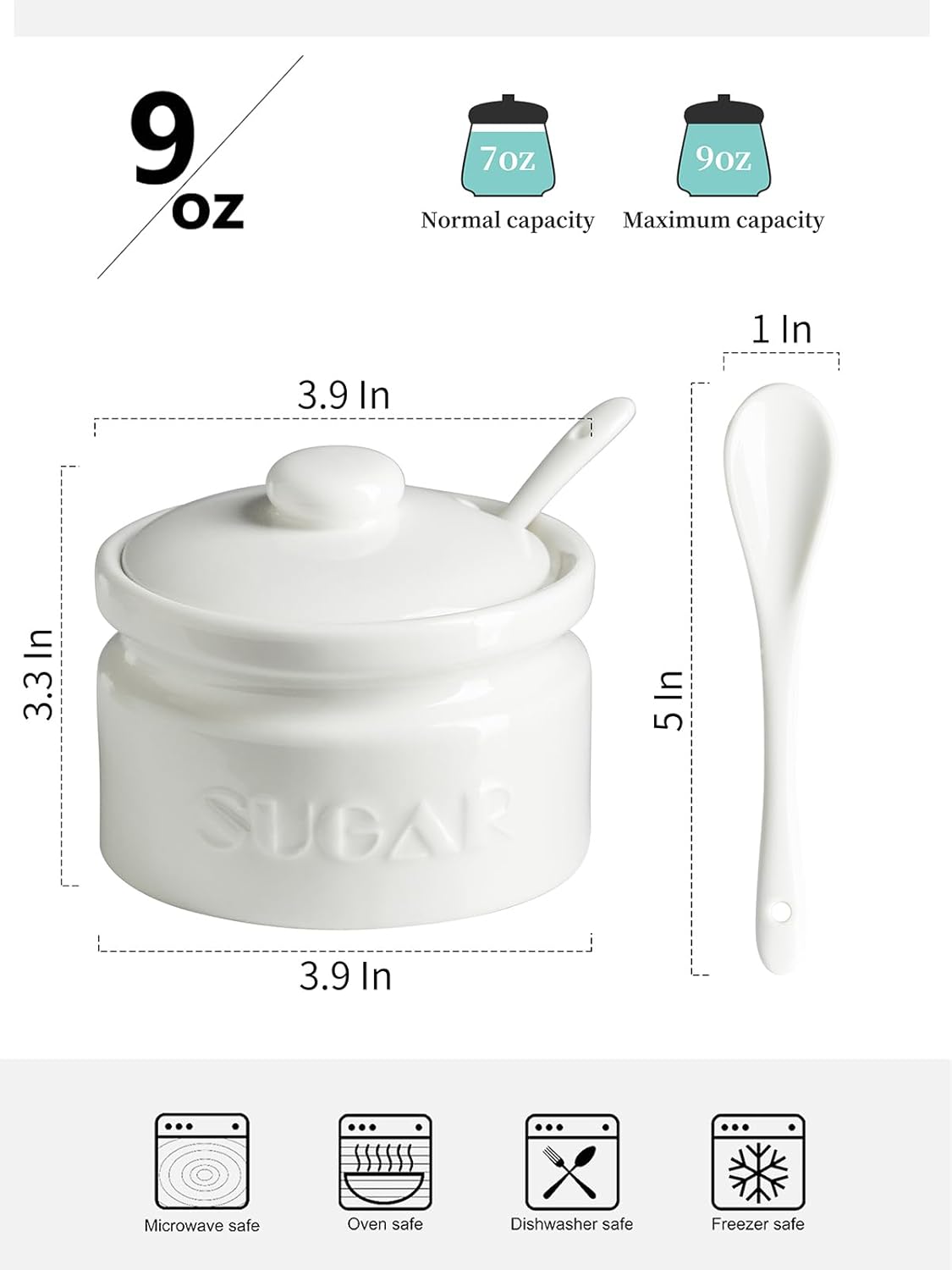 Gomakren Stackable Coffee Mugs Set with Stand, Coffe Cup with Tea Spoon 13 Ounce & White Sugar Bowl, Sugar Container with Lid and Spoon 9oz