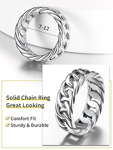 Stackable Rings Size 7 Miami Cuban Link Chain Ring Stainless Stackable Rings Size 7 Miami Cuban Link Chain Ring Stainless