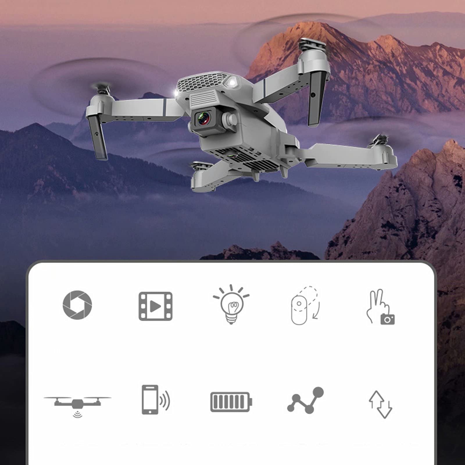 Dron RC z kamerą HD 4K - czas lotu 15 minut, podwójna kamera WiFi FPV transmisja na żywo mini zestaw drona z gimbalem, z funkcją Follow Me dla początkujących (czarne podwójne kamery)