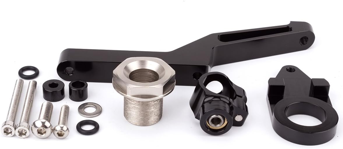 FXCNC Motorcycle CNC Steering Damper Stabilizer Buffer Control Bar With Mounting Bracket Kit Full Set Compatible with Ninja 600 ZX636 ZX6R ZX-6R 2009-2020