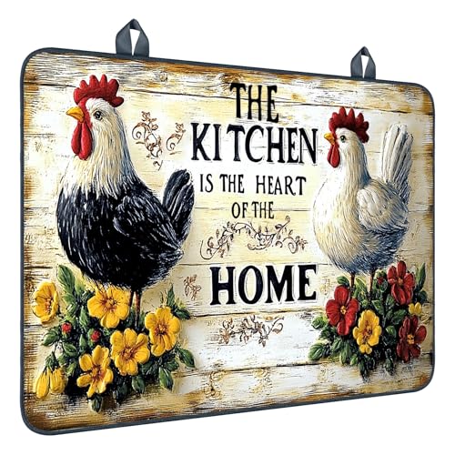 Image of Nuxovilar Rooster Kitchen Stove Top Cover, 20.47x28.34 Inches Polyester | Cooktop mat kitchen decor glass cooktop cover gas cooktop protector for kitchen, apartment countertop (Rooster quote print)