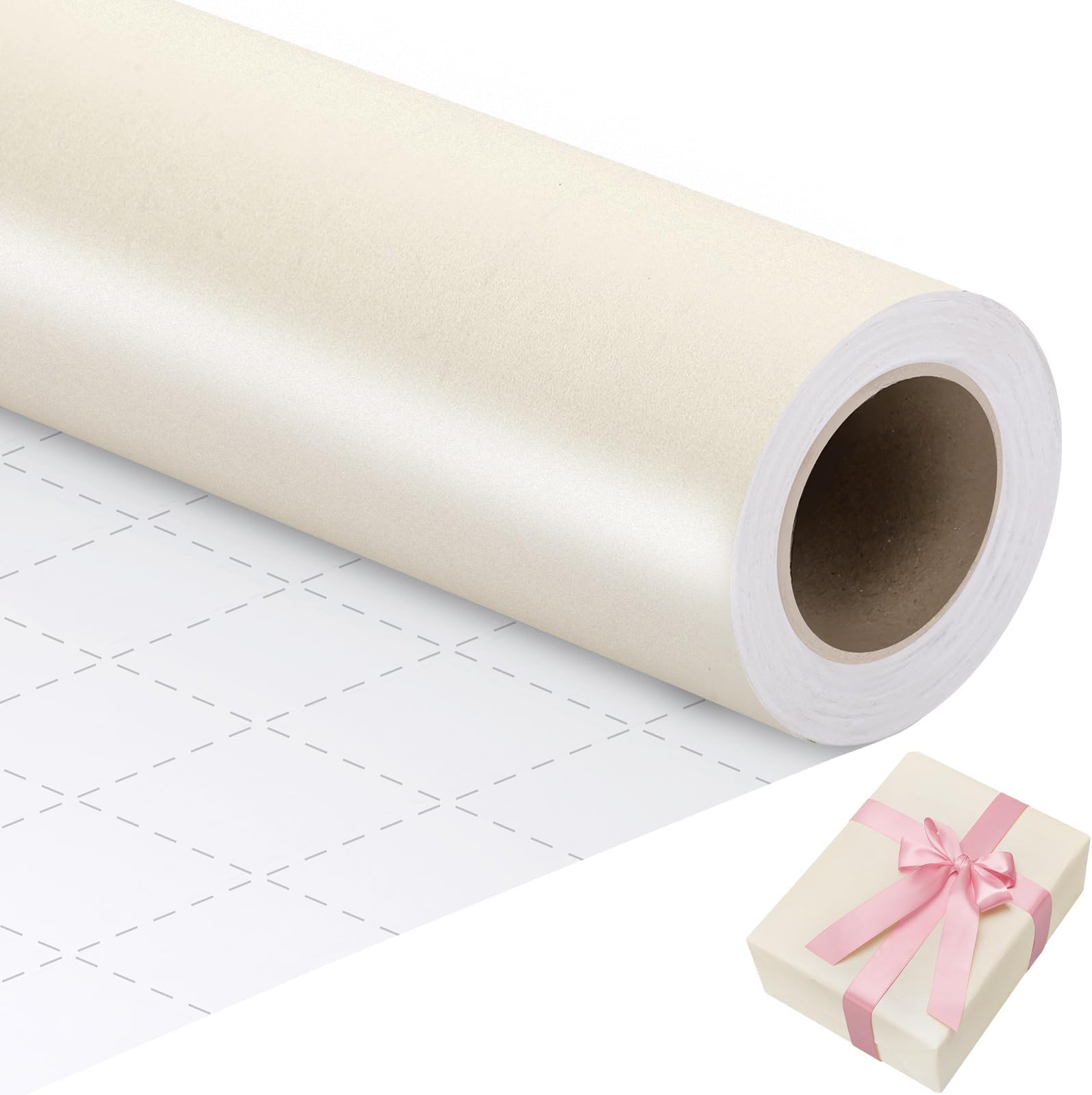 Off White Matte Wrapping Paper, 17 Inch X 33 Feet Gift Wrapping Paper for Mother's Day, Wedding, Baby Shower, Bridal Shower, Birthday, Holiday Decor