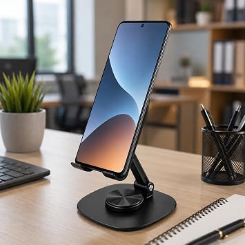 Coverzone Masaüstü Metal Tablet ve Telefon Tutucu Stand – 360° Döner, Yatay/Dikey Kullanım, Dayanıklı Metal Gövde, Ev ve Ofis İçin Uygun Cep Telefon Tutucu