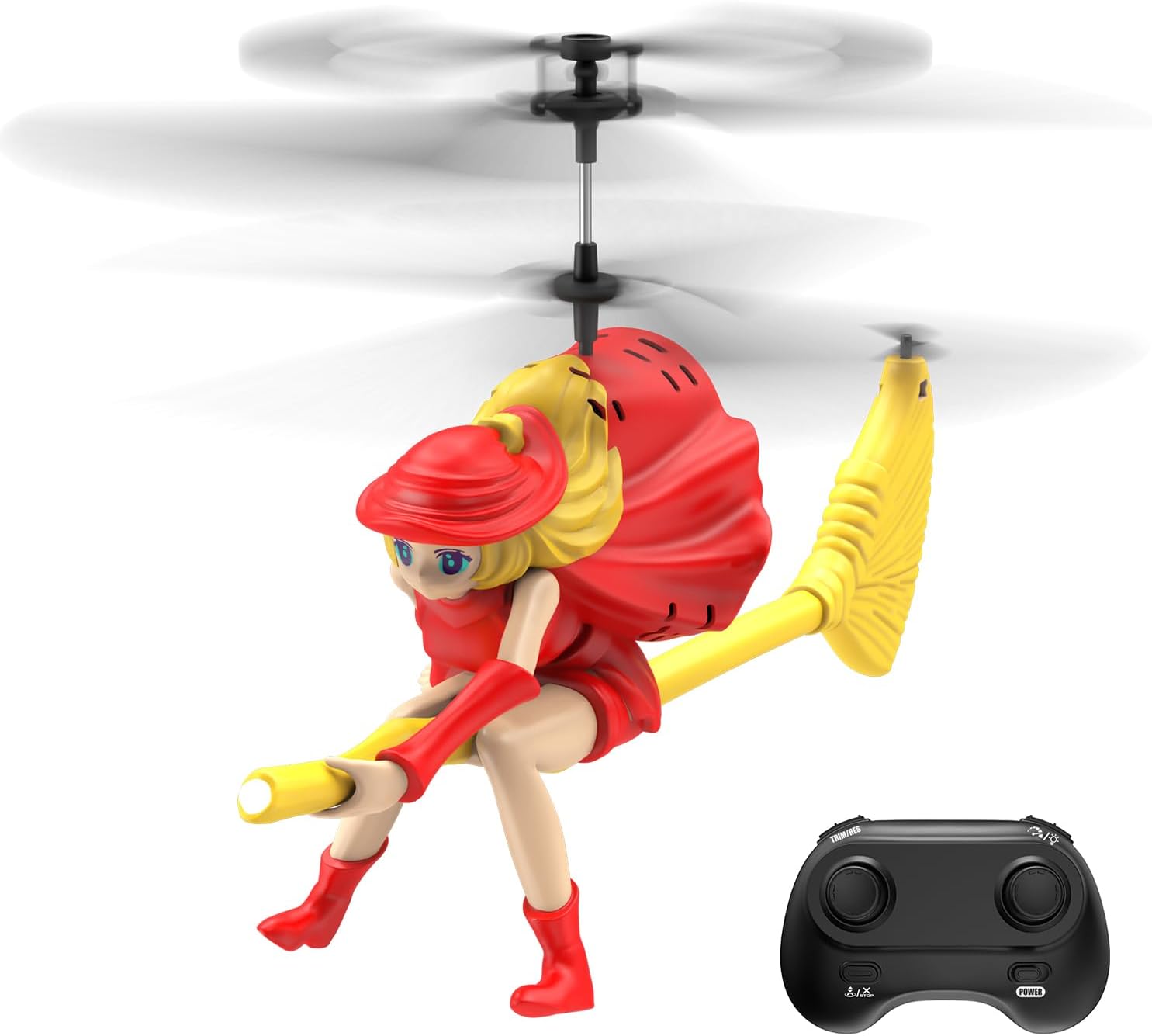 LM16-A RC Helicopter, Flying Witch Drone Toys for Girls with LED Lights, Indoor/Outdoor Remote Control Helicopter Christmas Birthday Gifts for Kids Boys Girls Age 6-8 9 10 11 12+(Red)