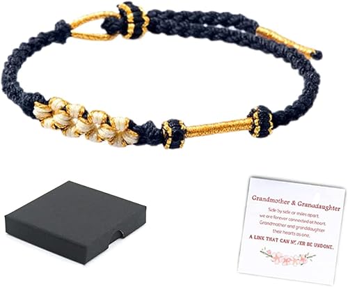Miniatura 2 de DIOWUS Pulsera con nudo de cereza, con texto en inglés To My Granddaughter A Link That Can Be Undone, ajustable, trenzada, a mano, para mujer,